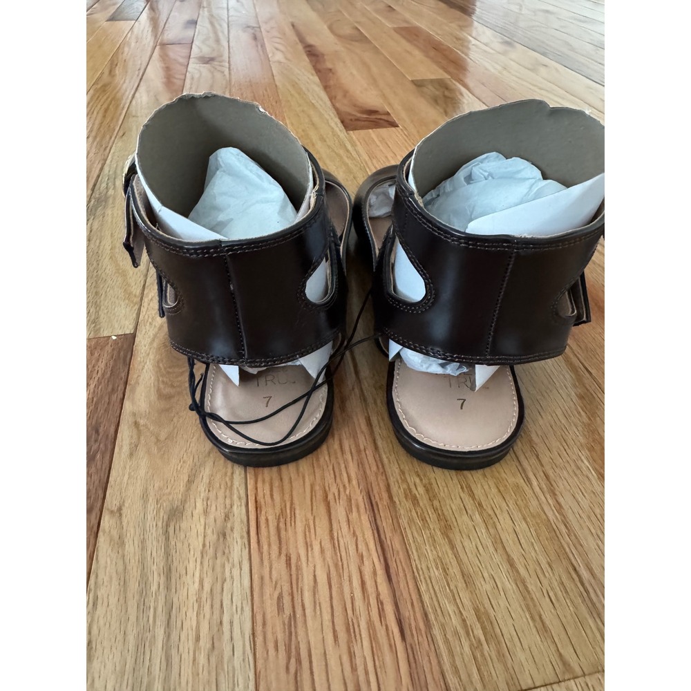 Time and Tru Womens Strappy Mary Jane Flats size 7 Brown Double Ankle Strap - Picture 4 of 7